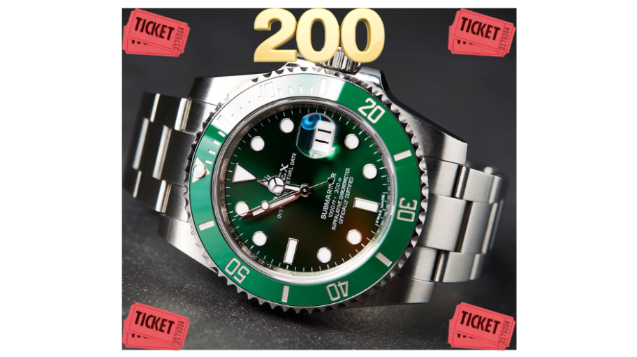200 tickets for the Rolex submariner hulk 116610LV