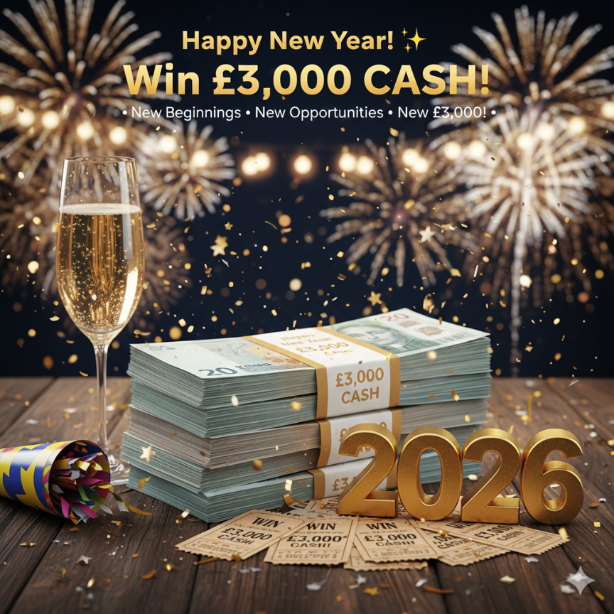 Enter Raffle to Win £3,000 on New Year's Day! hosted by Play4Prizes