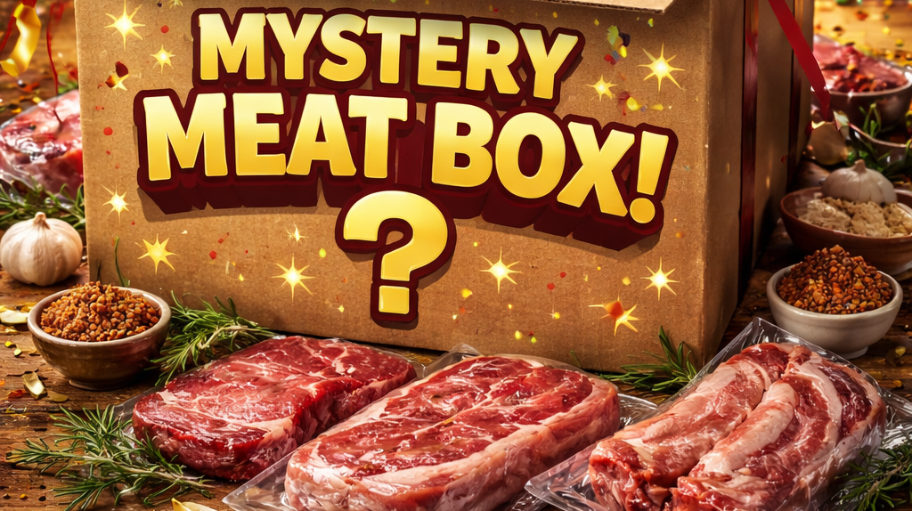 Meat Raffle Box Enter Raffle to Win Mystery Meat box worth £100 hosted by Robert Foster