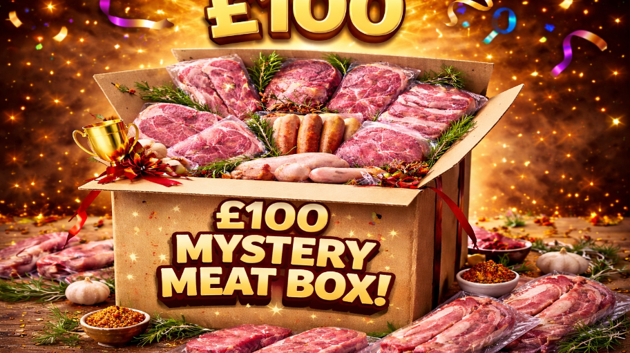 Meat Raffle Box Enter Raffle to Win Mystery Meat box worth £100 hosted by Robert Foster